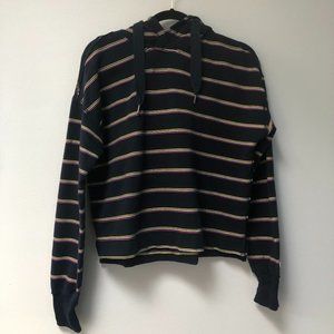 Black Striped Abercrombie & Fitch Pullover Hoodie S